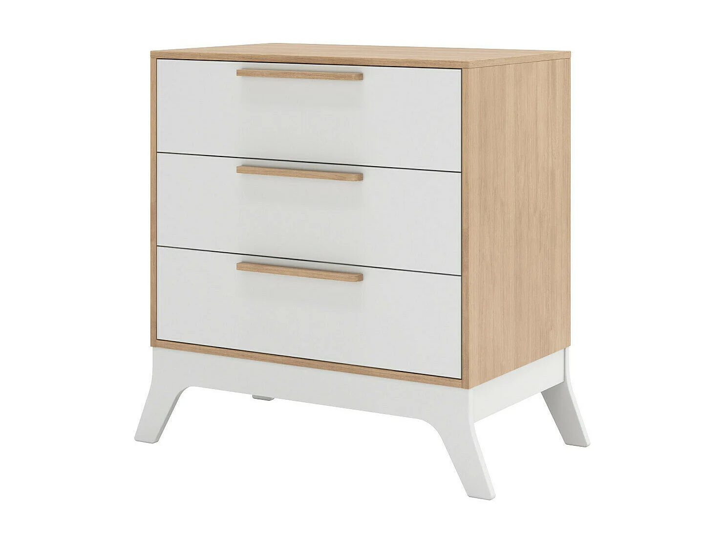 Lit bébé combiné et évolutif 70x140 cm panneaux de fibres blanc et bois CHARLIE