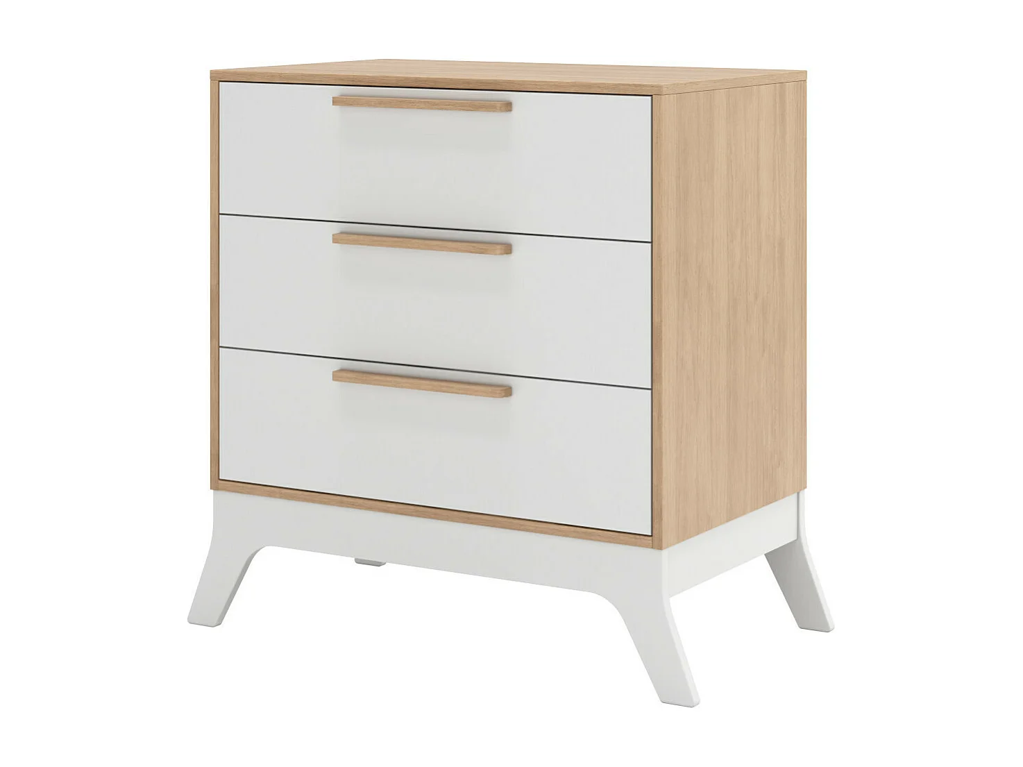 Lit bébé combiné et évolutif 70x140 cm panneaux de fibres blanc et bois CHARLIE