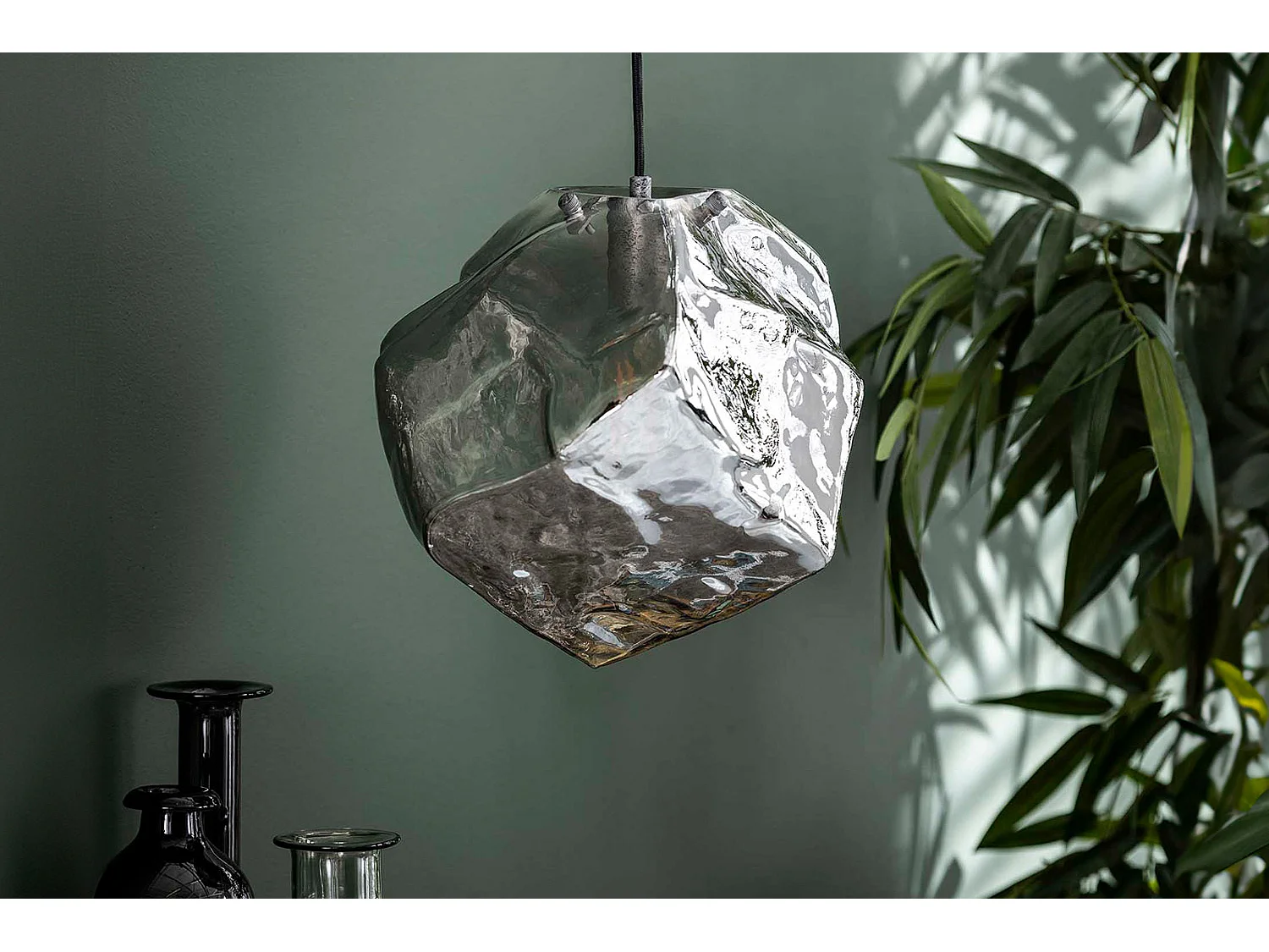 Hängelampe - Silber Glas - EDESSA