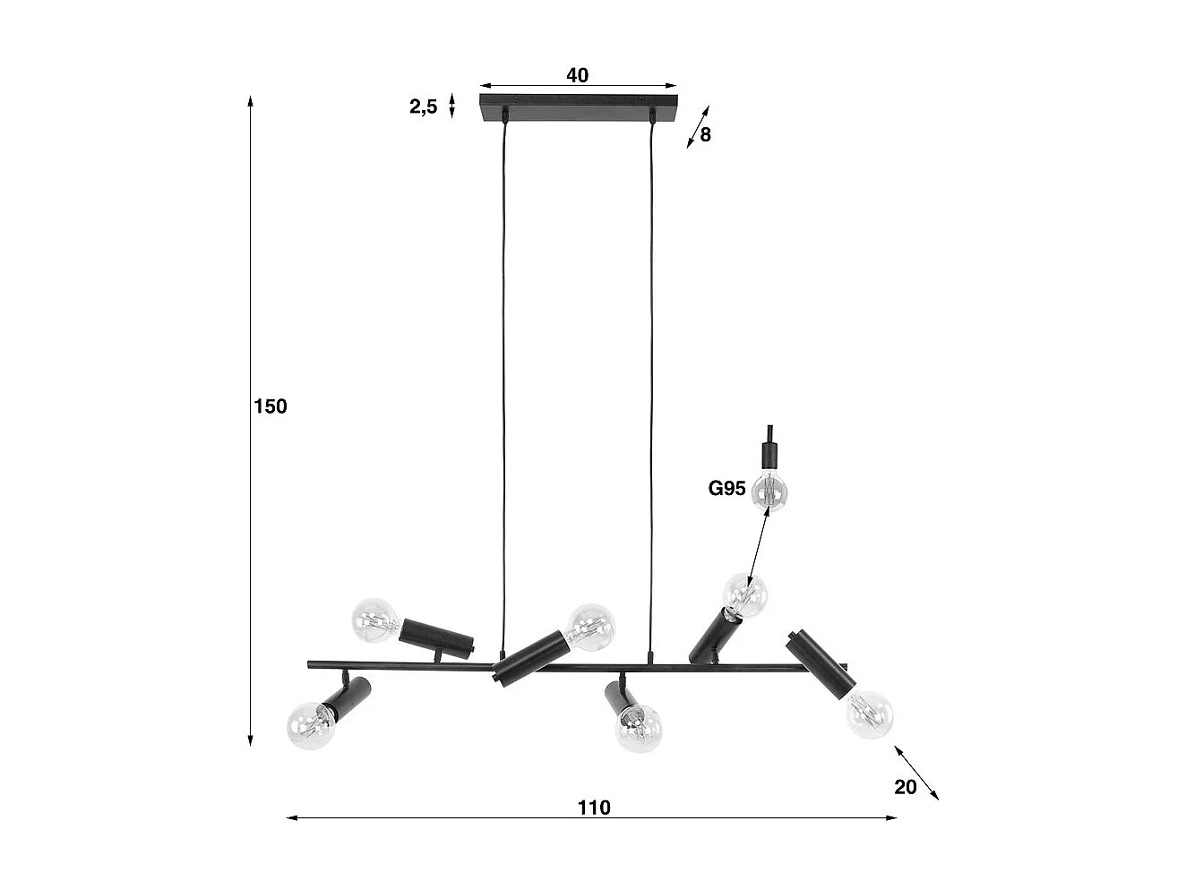 Hängelampe - Schwarz Metall - HAORA