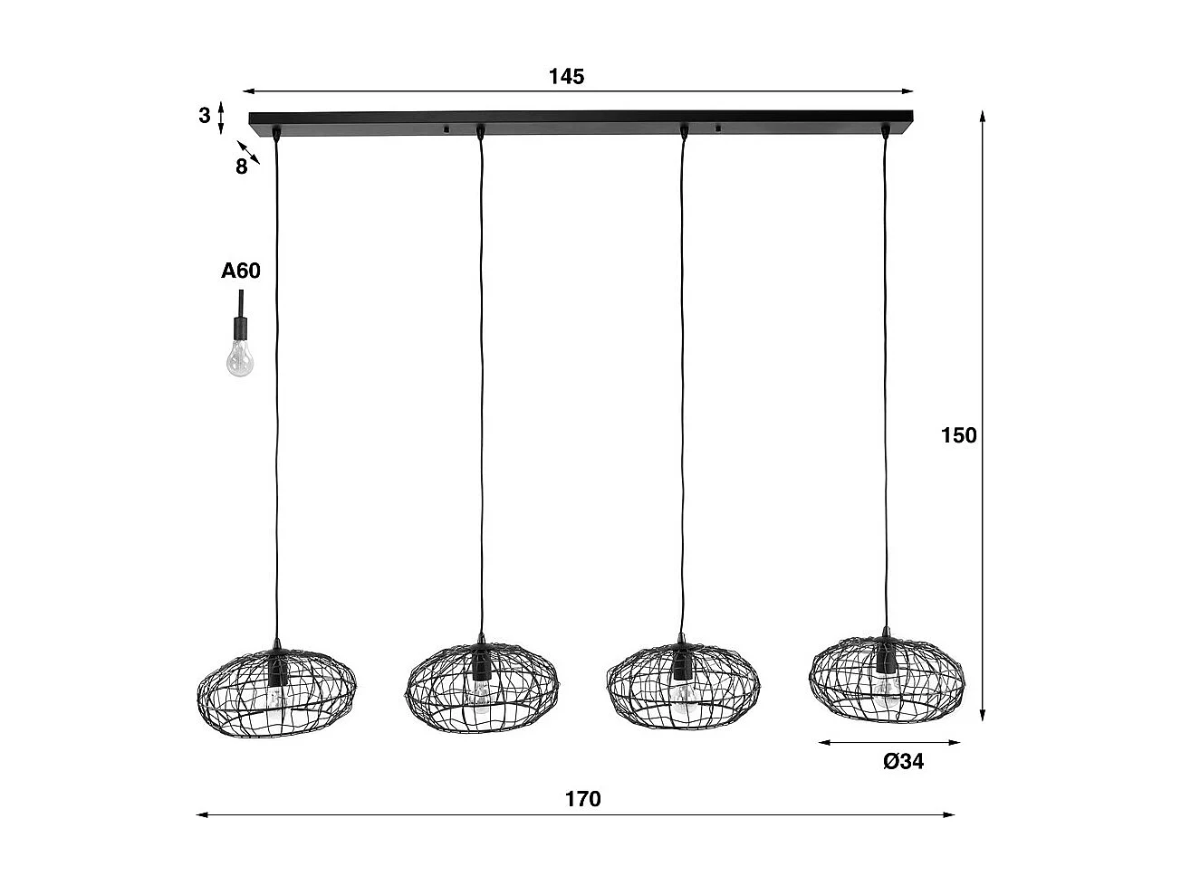 Lampe - Noir métal - LIMEIRA
