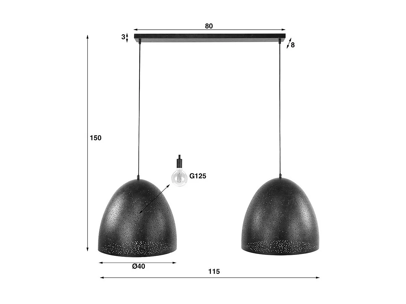 Hängelampe - Schwarz Metall - BALZAR