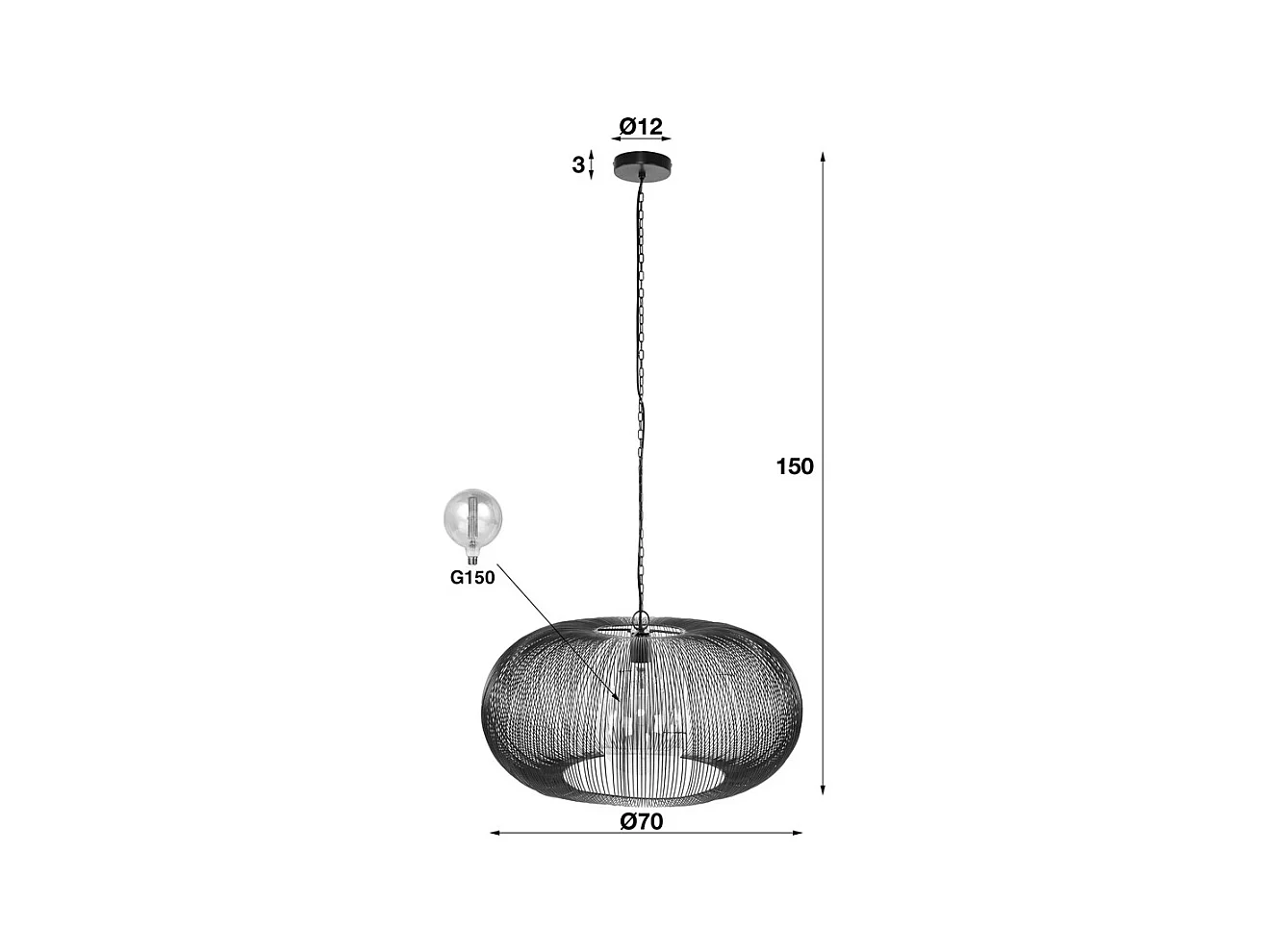 Hängelampe - Schwarz Metall - CATAVI