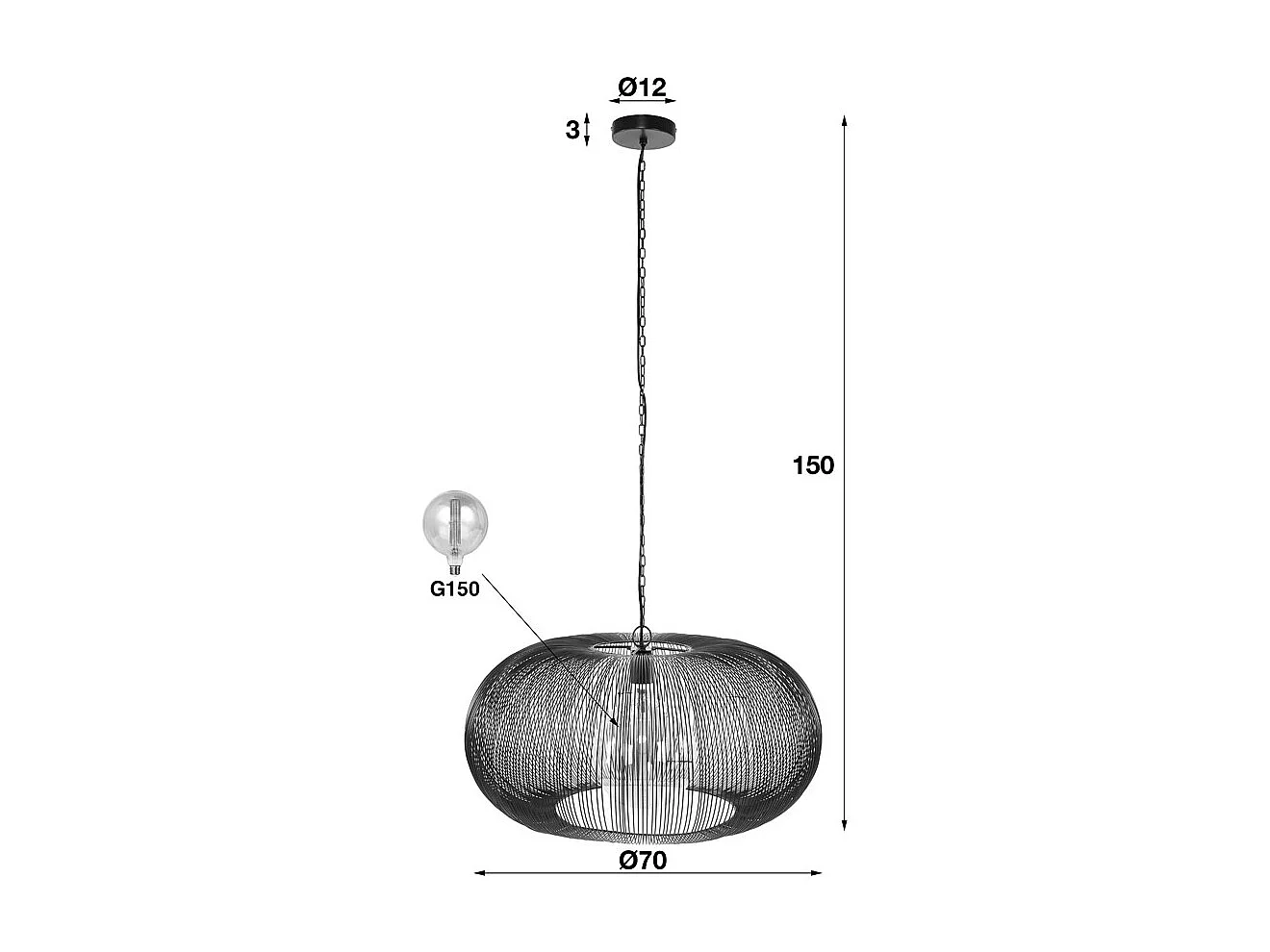 Hängelampe - Schwarz Metall - CATAVI