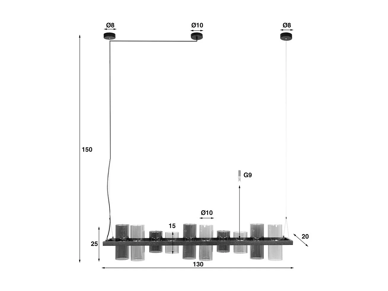 Hängelampe - Schwarz Glas - MALLAWI
