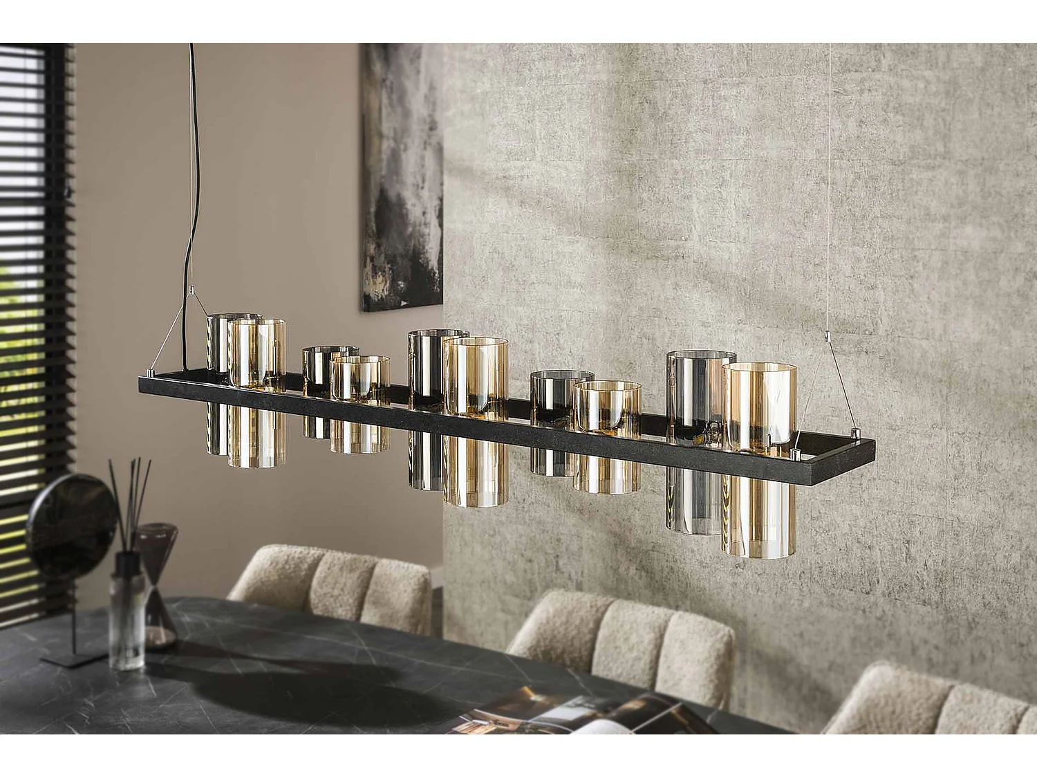 Hängelampe - Schwarz Glas - MALLAWI