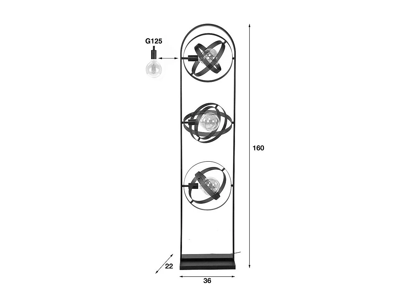 Stehlampe - Schwarz Metall - DILLY