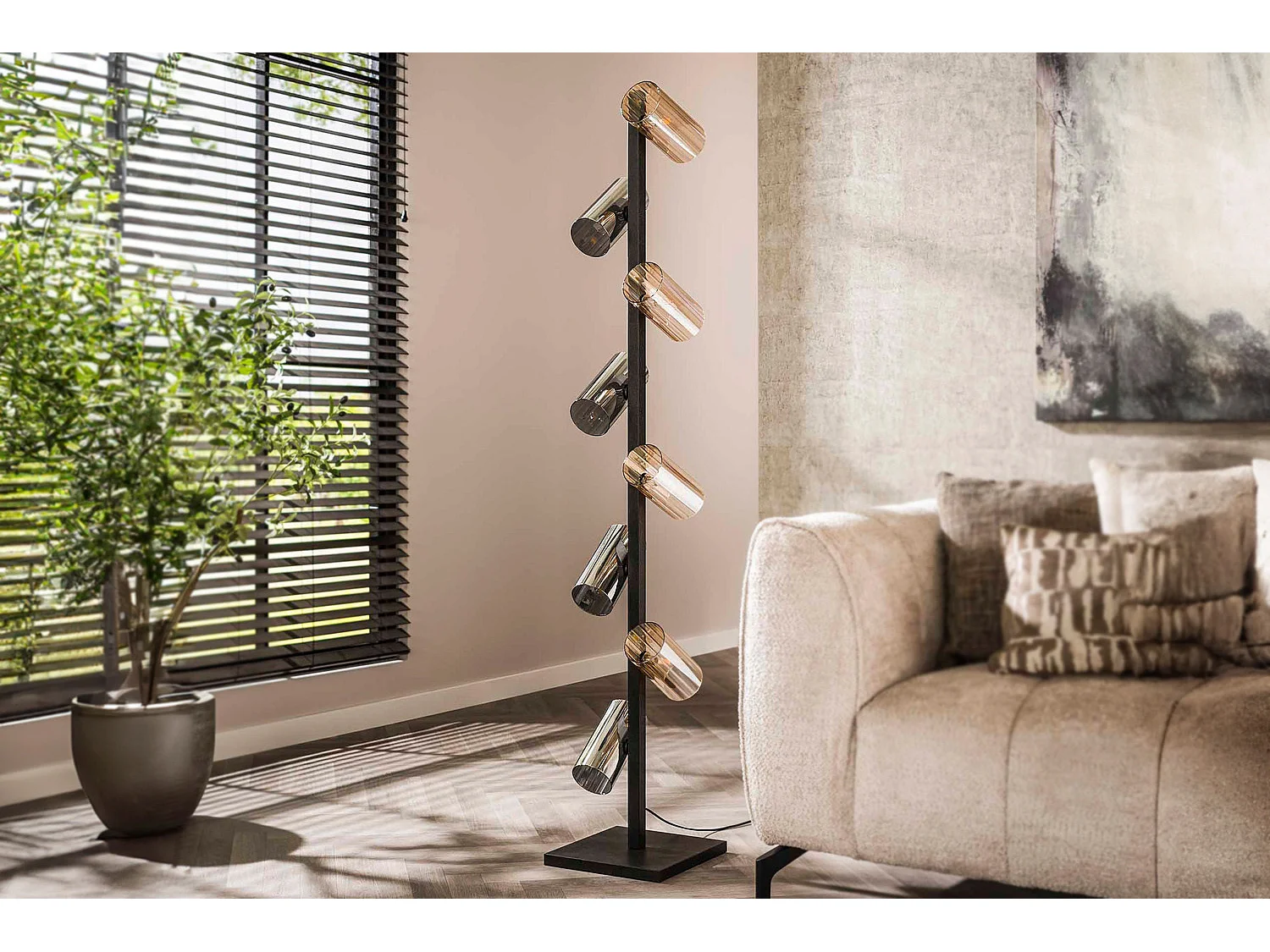 Stehlampe - Schwarz Glas - MALLAWI