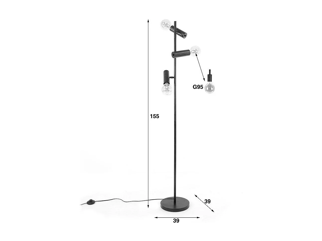 Lampadaire - Noir métal - HAORA