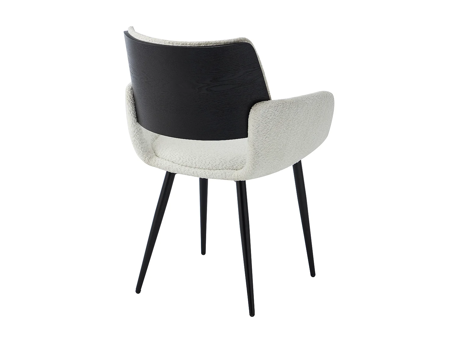 Set van 2 stoelen in boucléstof, essen fineer en zwart metaal - Wit - ZURIKIA