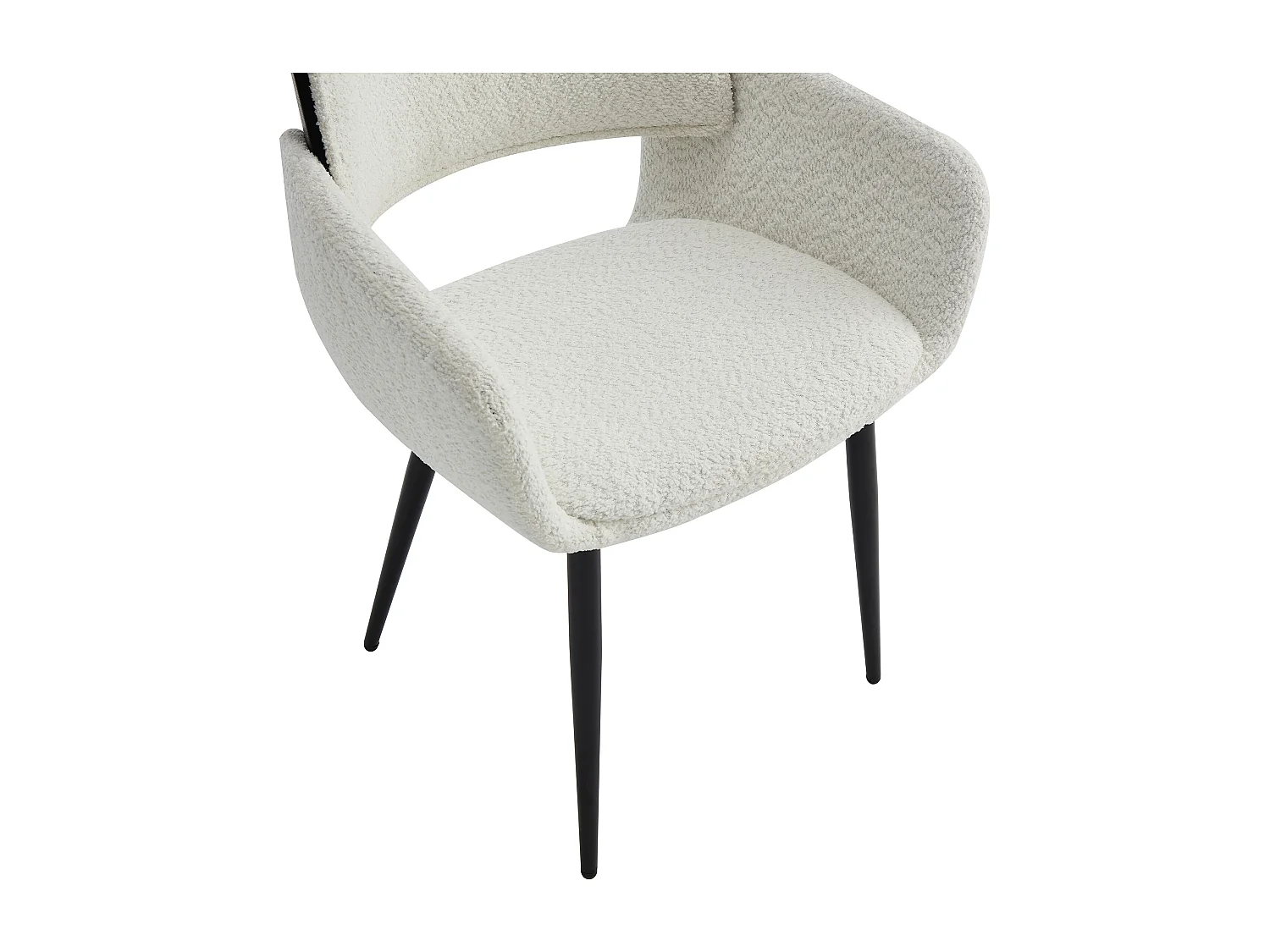 Set van 2 stoelen in boucléstof, essen fineer en zwart metaal - Wit - ZURIKIA