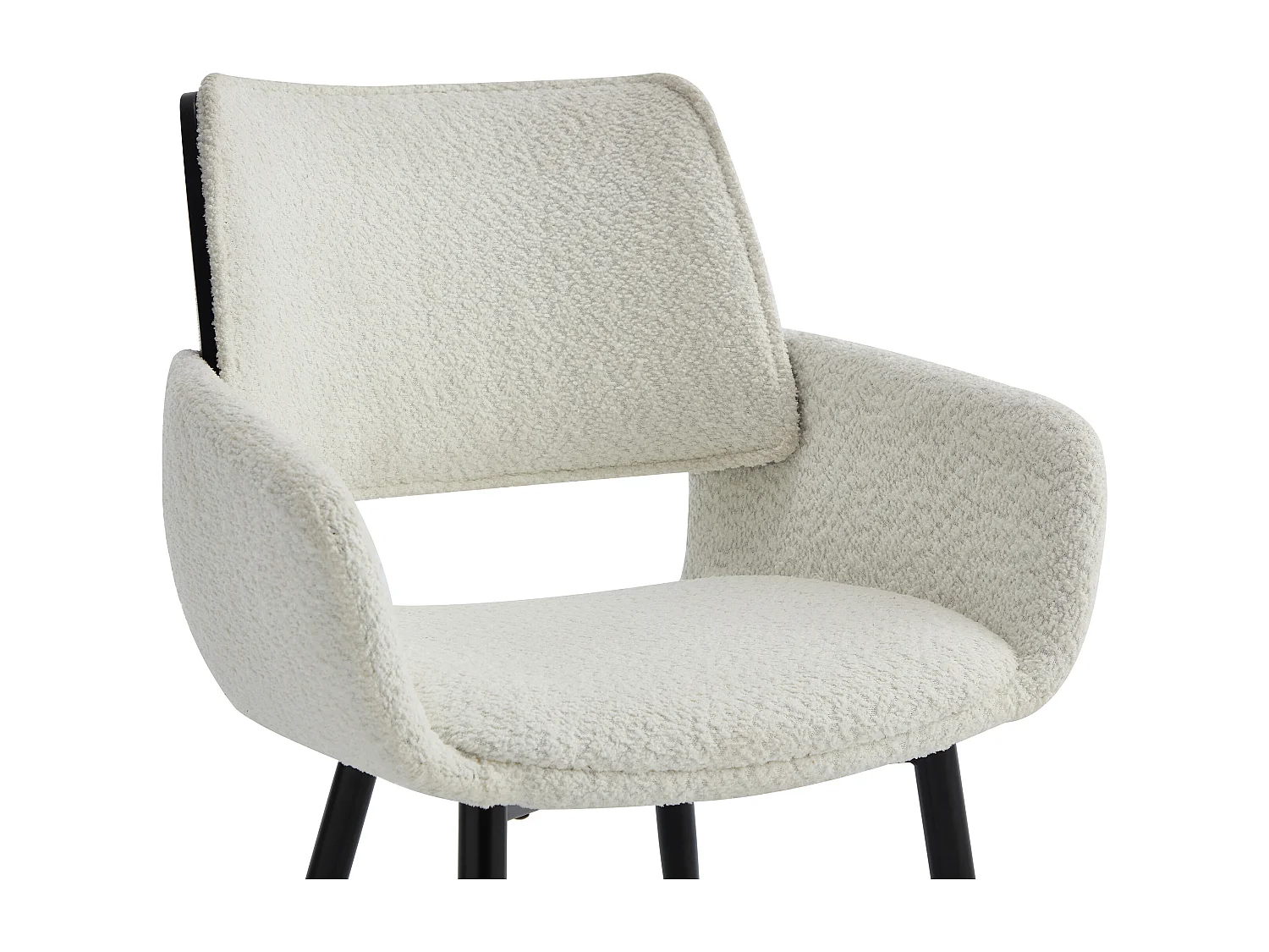 Set van 2 stoelen in boucléstof, essen fineer en zwart metaal - Wit - ZURIKIA