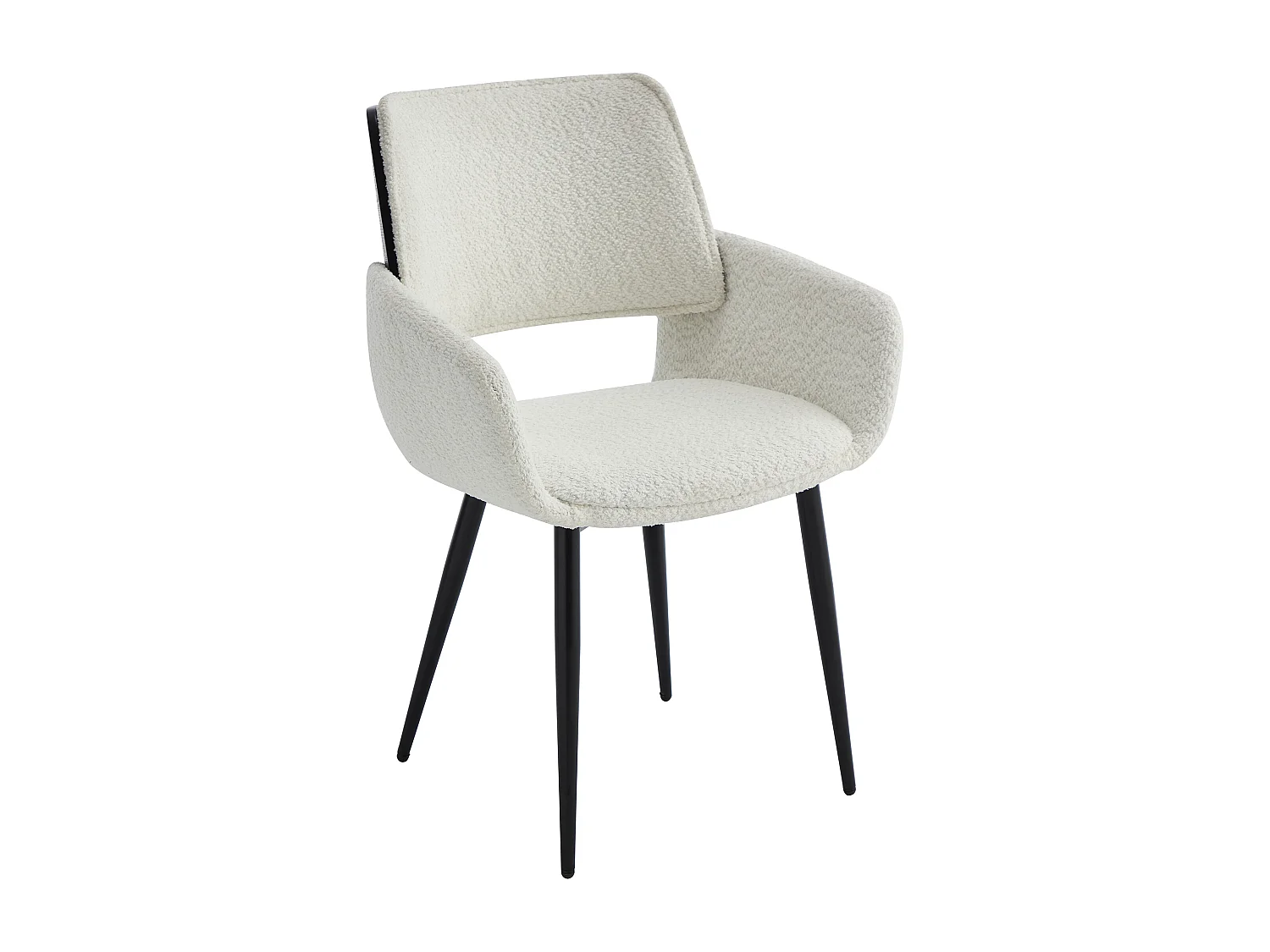 Set van 2 stoelen in boucléstof, essen fineer en zwart metaal - Wit - ZURIKIA