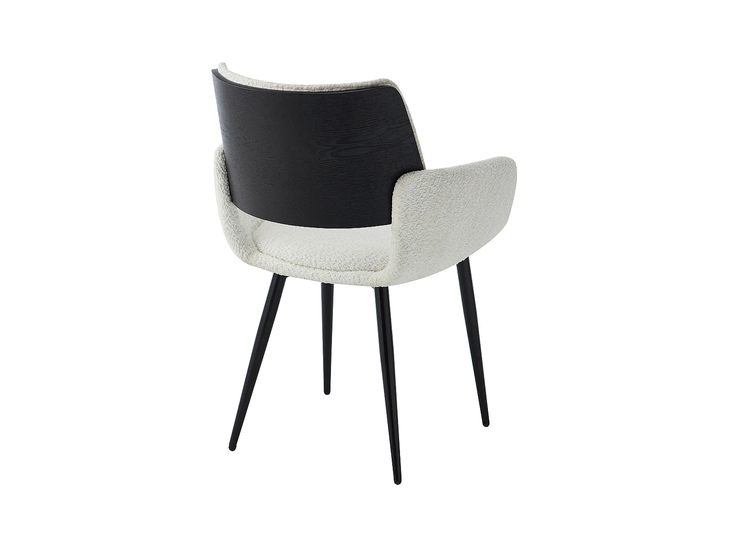 Conjunto de 2 sillas de tela rizada, chapado de fresno y metal negro - Blanco - ZURIKIA