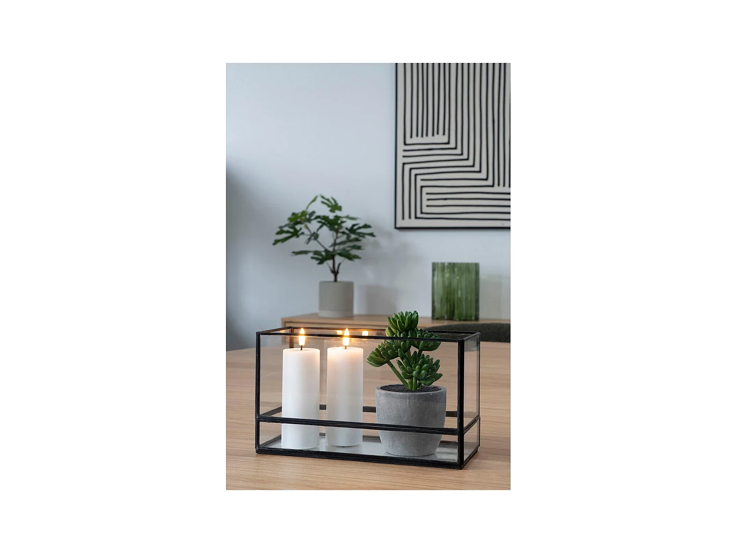 Kaarsenhouder Hurricane, Zwart, 12x30x15 cm, EPIKASA