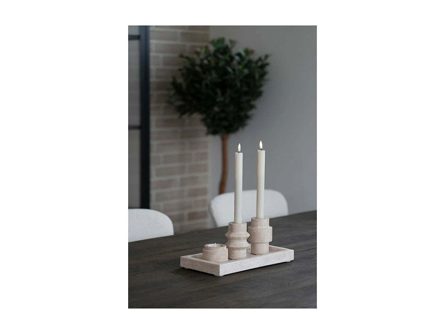 Portavelas Tealight, Marrón, 7x7x4,5 cm, EPIKASA