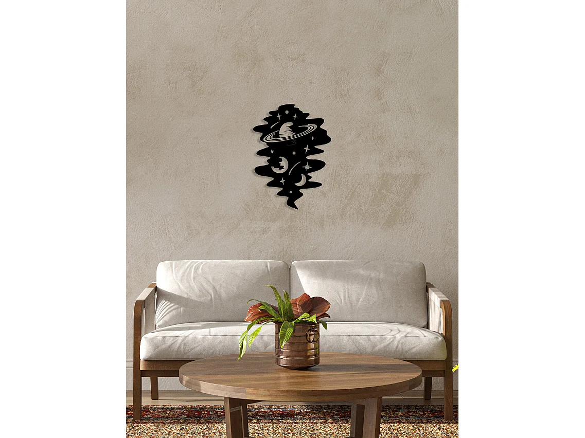 Decoração em Metal Cosmo 2, Preto, 52x0,15x70 cm, EPIKASA