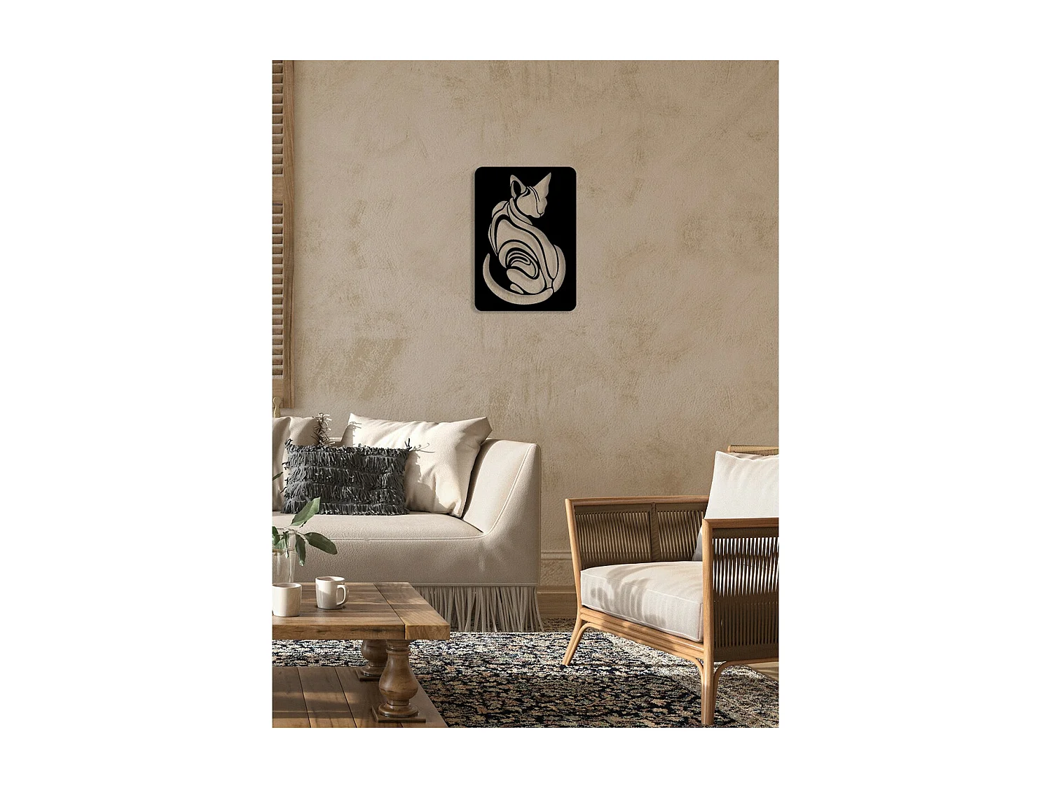 Dekoracja Metalowa Kot 19, Czarny, 35x0,15x50 cm, EPIKASA