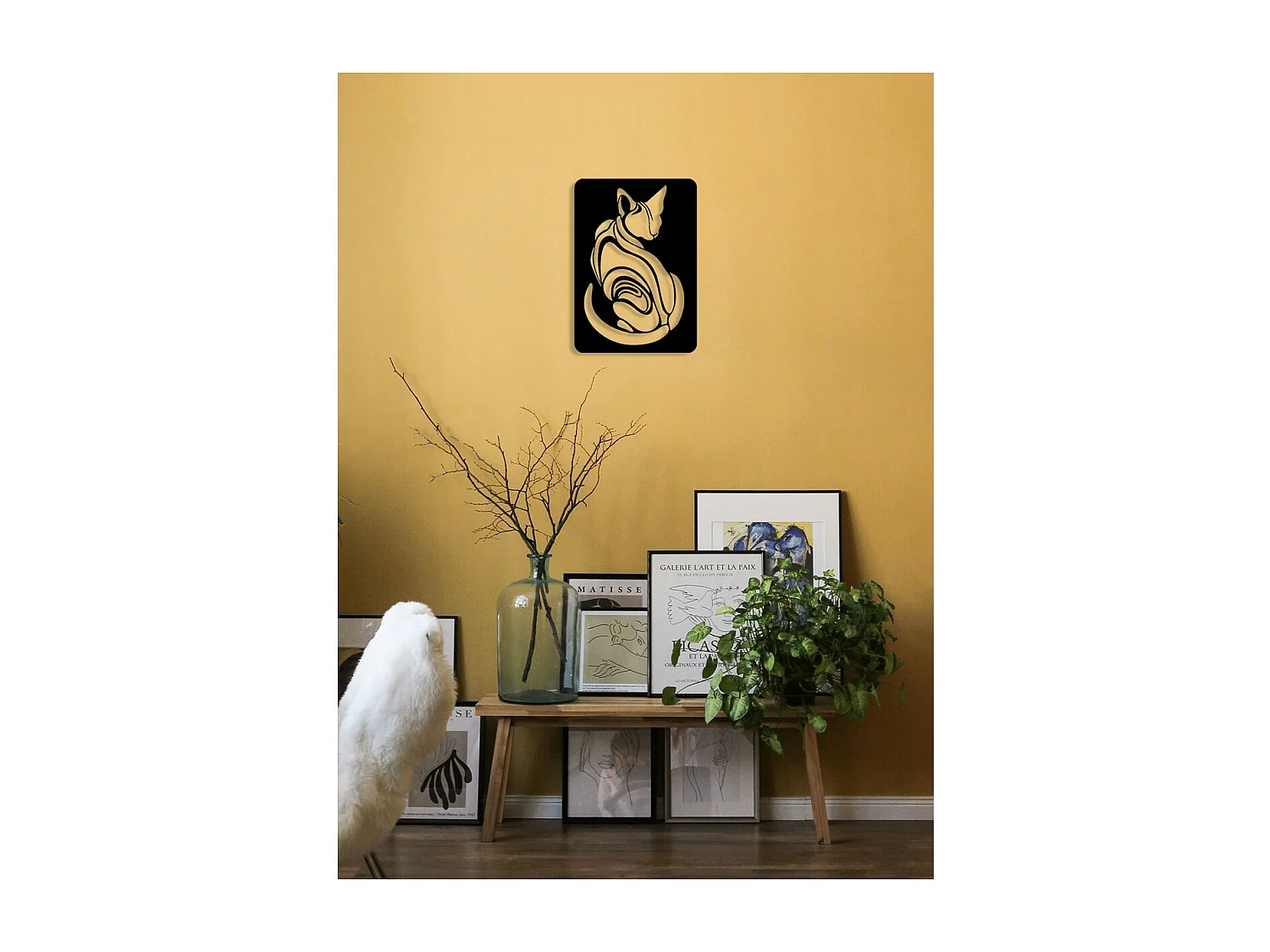 Dekoracja Metalowa Kot 19, Czarny, 35x0,15x50 cm, EPIKASA