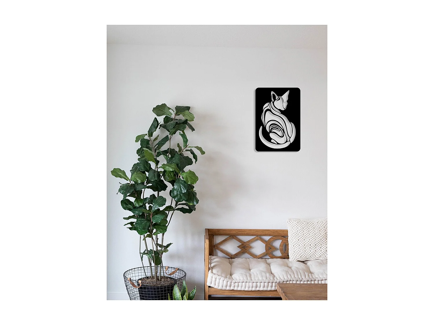 Dekoracja Metalowa Kot 19, Czarny, 35x0,15x50 cm, EPIKASA