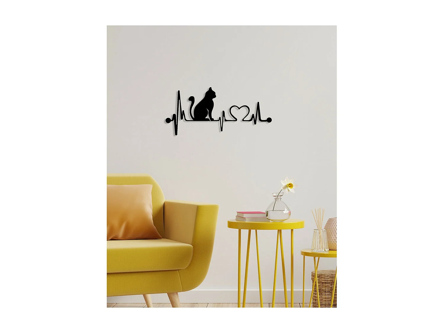 Décoration en Métal Chat 157, Noir, 66x0,15x30 cm, EPIKASA