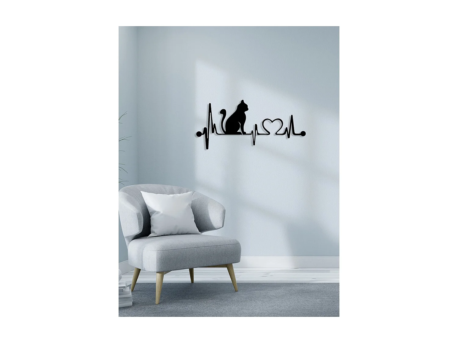 Décoration en Métal Chat 157, Noir, 66x0,15x30 cm, EPIKASA