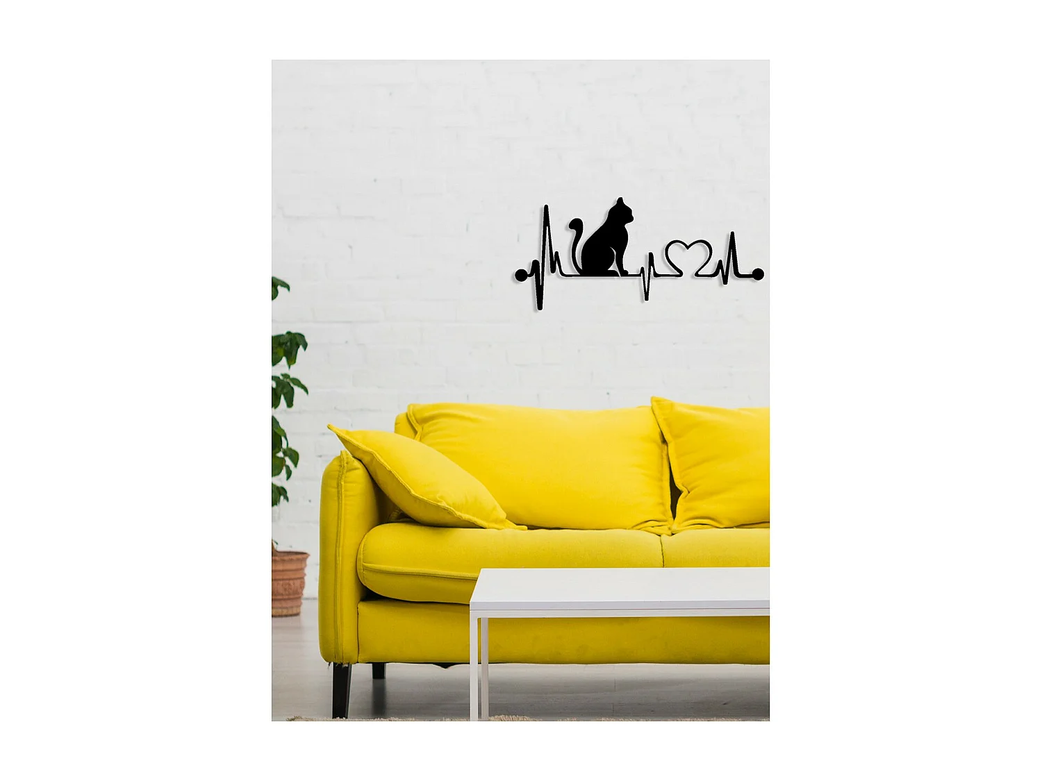 Décoration en Métal Chat 157, Noir, 66x0,15x30 cm, EPIKASA