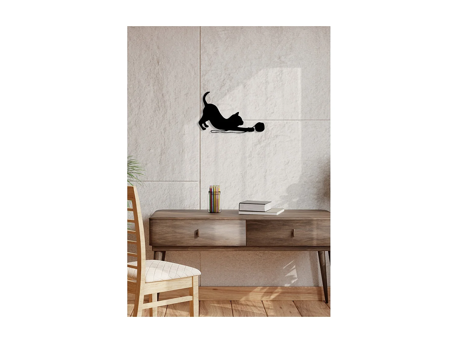 Dekoracja Metalowa Kot 97, Czarny, 48x0,15x30 cm, EPIKASA