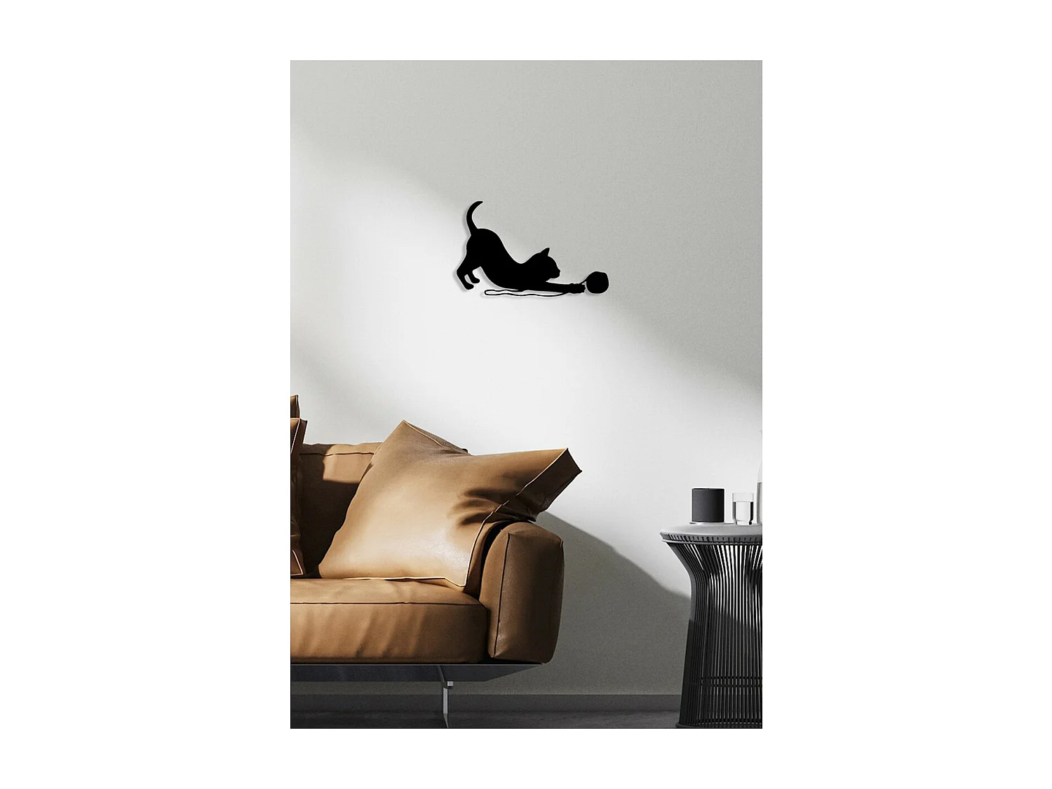 Dekoracja Metalowa Kot 97, Czarny, 48x0,15x30 cm, EPIKASA