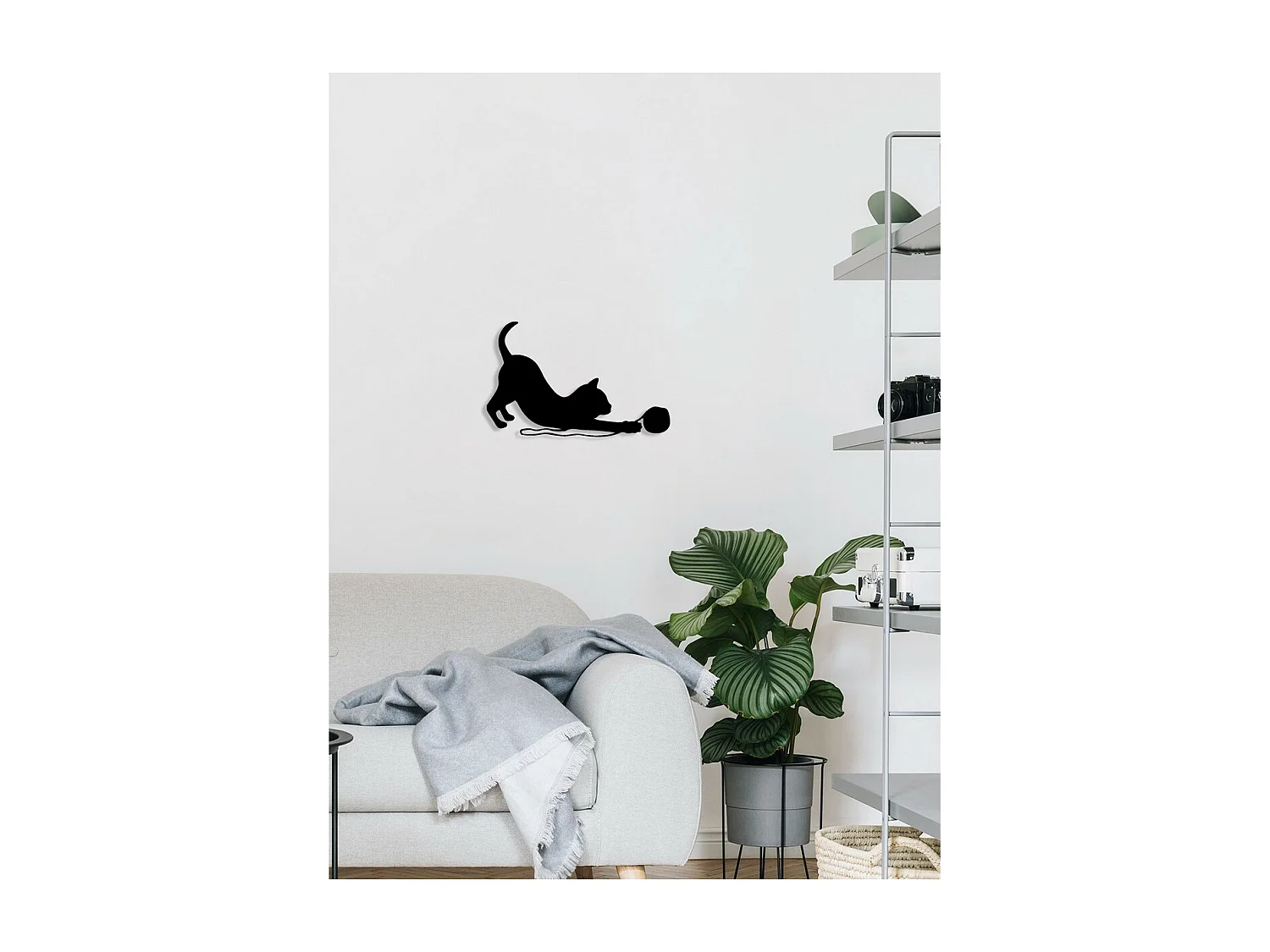 Dekoracja Metalowa Kot 97, Czarny, 48x0,15x30 cm, EPIKASA