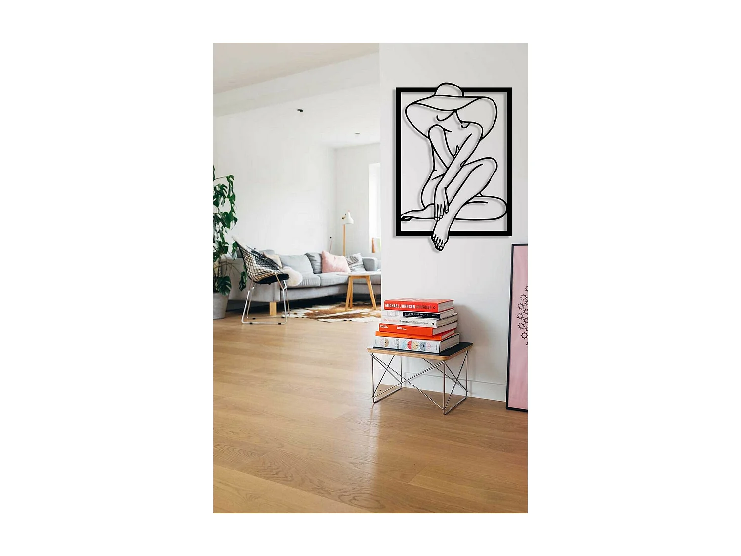 Metalen Decoratie Vrouw 27, Zwart, 50x0,15x73 cm, EPIKASA