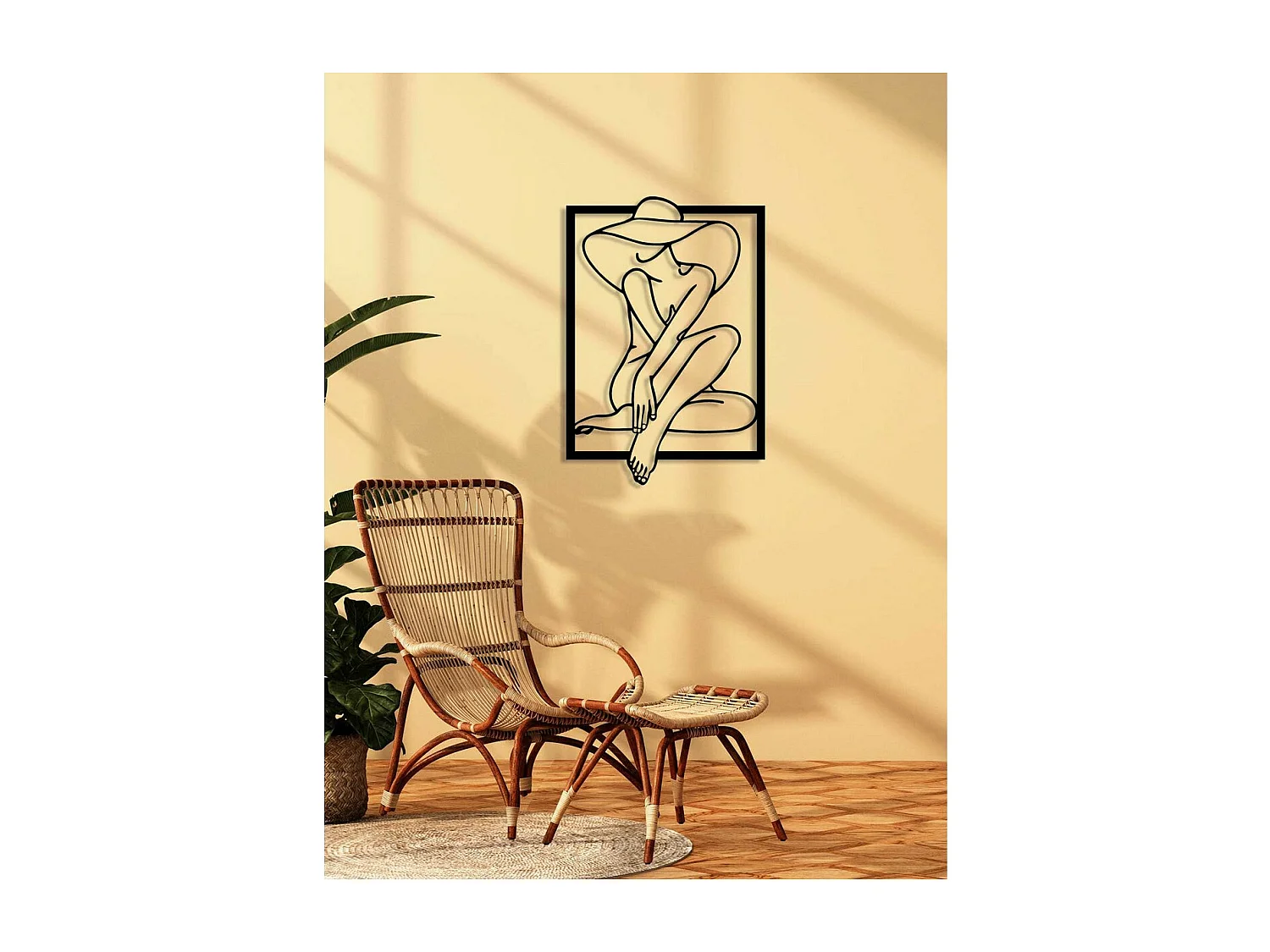 Metalen Decoratie Vrouw 27, Zwart, 50x0,15x73 cm, EPIKASA