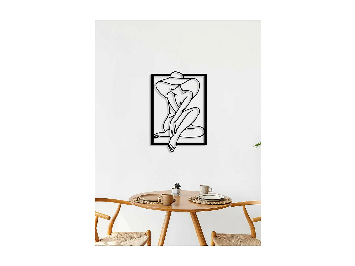 Metalen Decoratie Vrouw 27, Zwart, 50x0,15x73 cm, EPIKASA