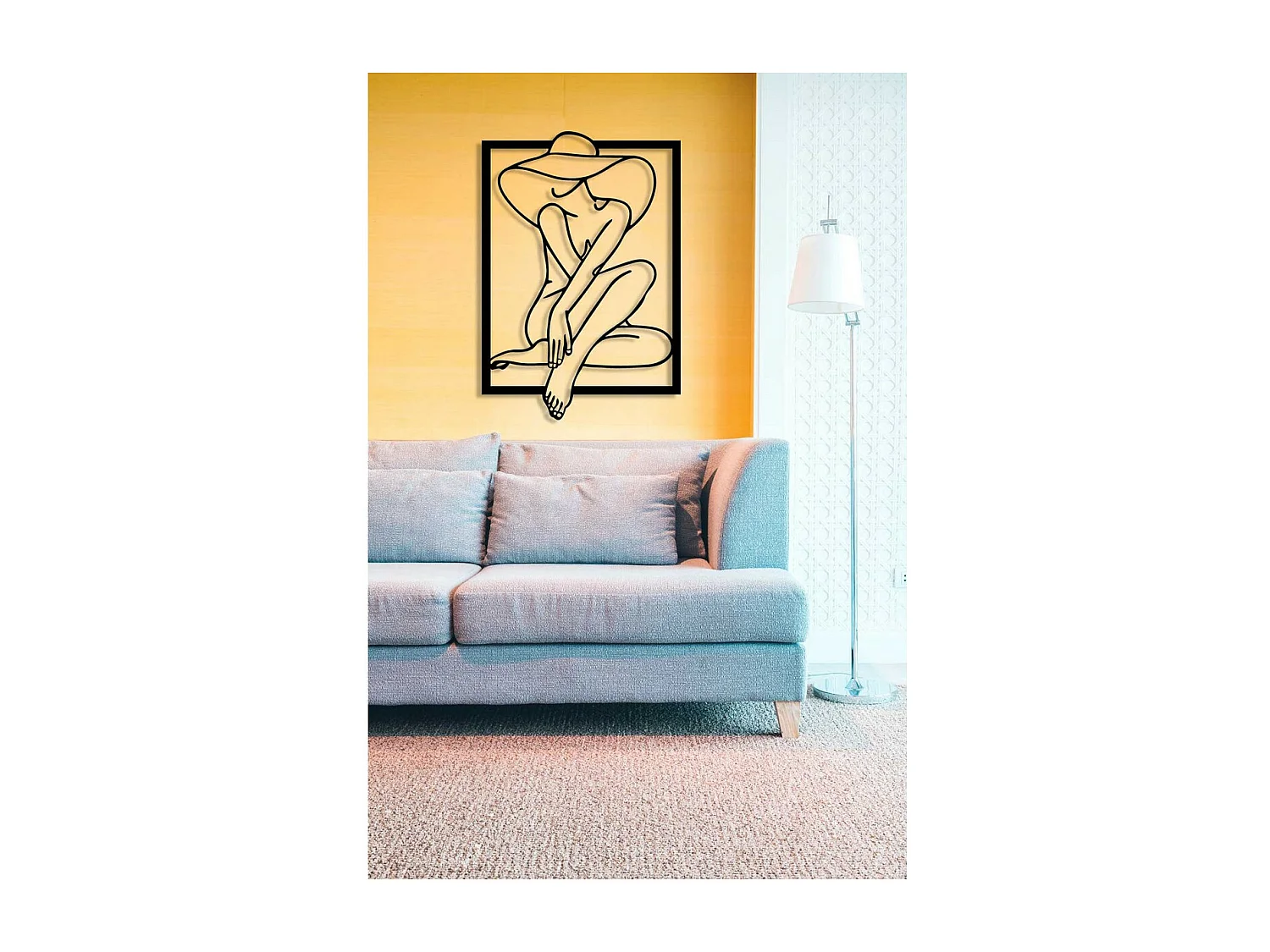 Metalen Decoratie Vrouw 27, Zwart, 50x0,15x73 cm, EPIKASA