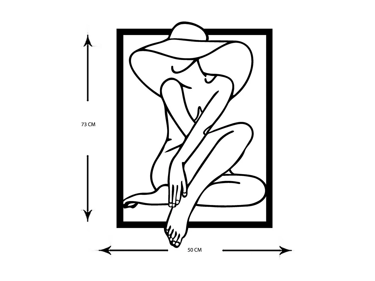 Metalen Decoratie Vrouw 27, Zwart, 50x0,15x73 cm, EPIKASA