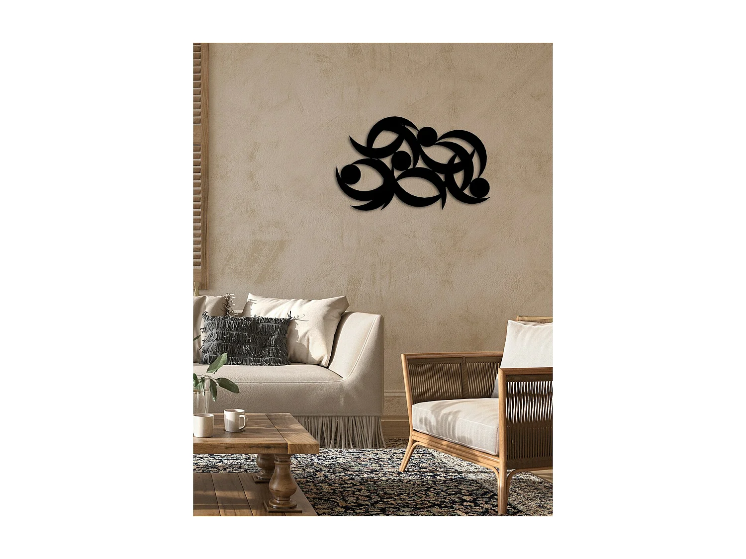 Décoration en Métal Mouvement 1, Noir, 78x0,15x48 cm, EPIKASA