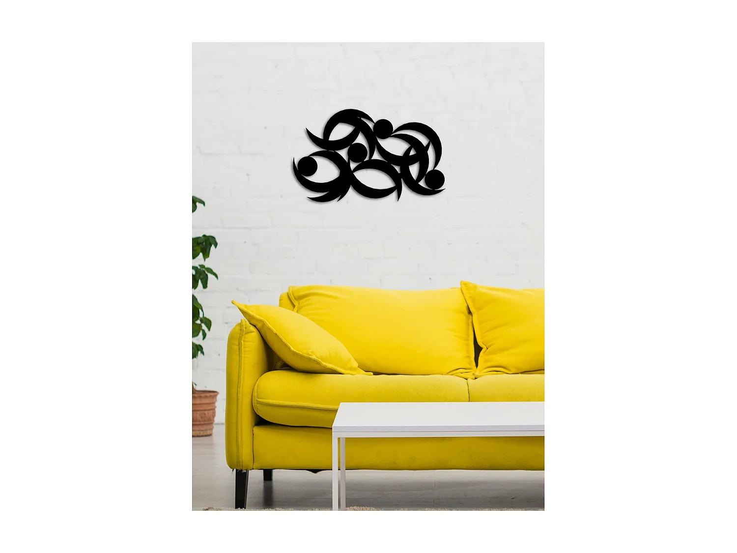 Décoration en Métal Mouvement 1, Noir, 78x0,15x48 cm, EPIKASA