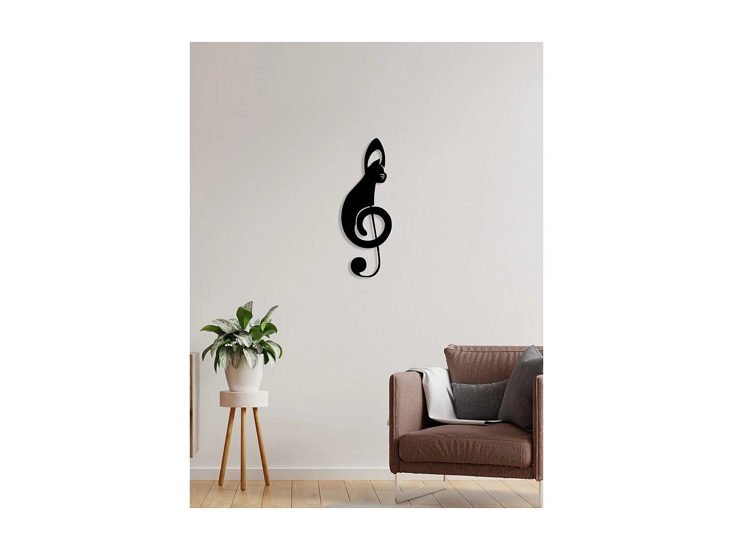 Décoration en Métal Chat 156, Noir, 22x0,15x60 cm, EPIKASA