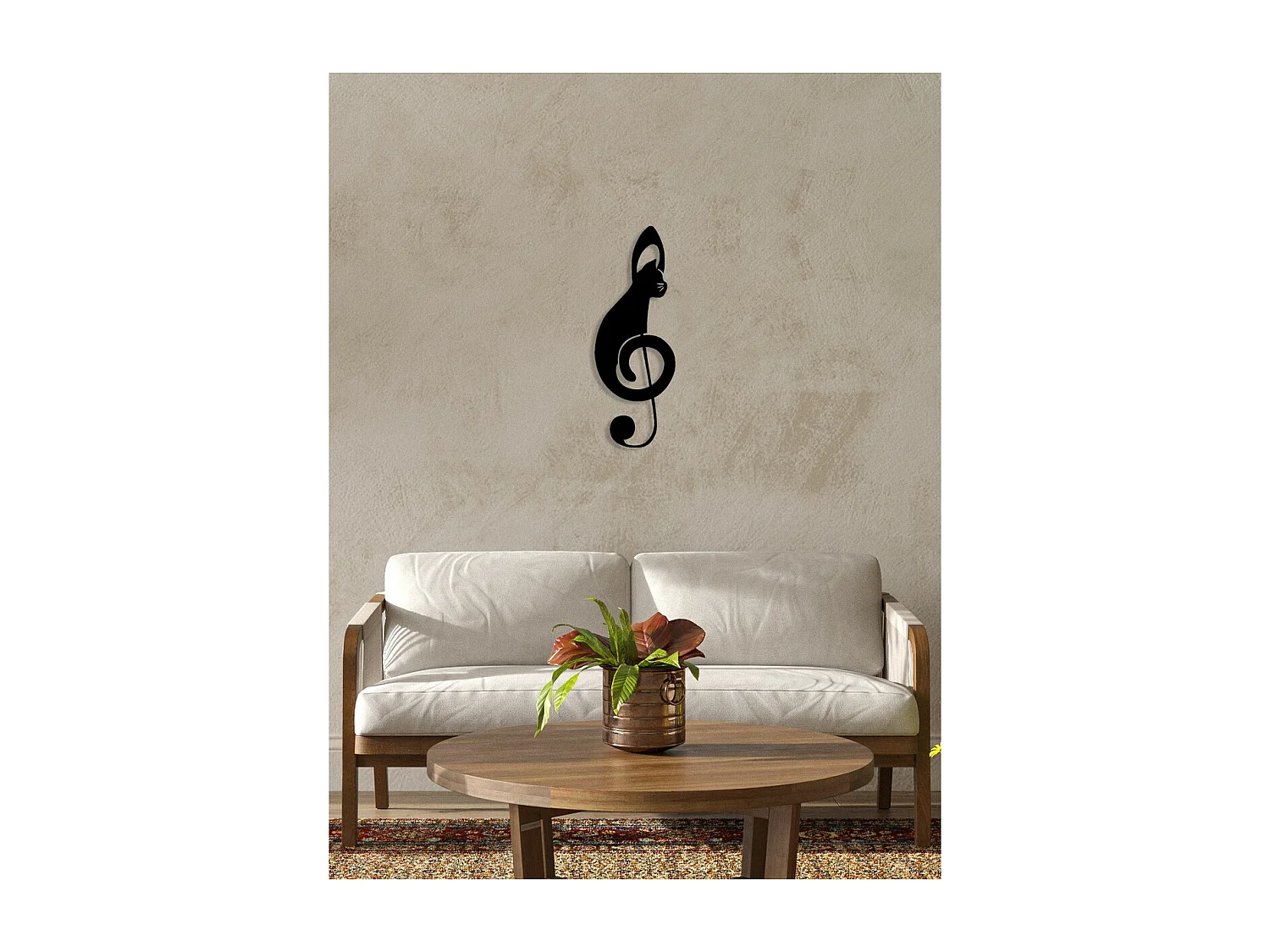 Décoration en Métal Chat 156, Noir, 22x0,15x60 cm, EPIKASA