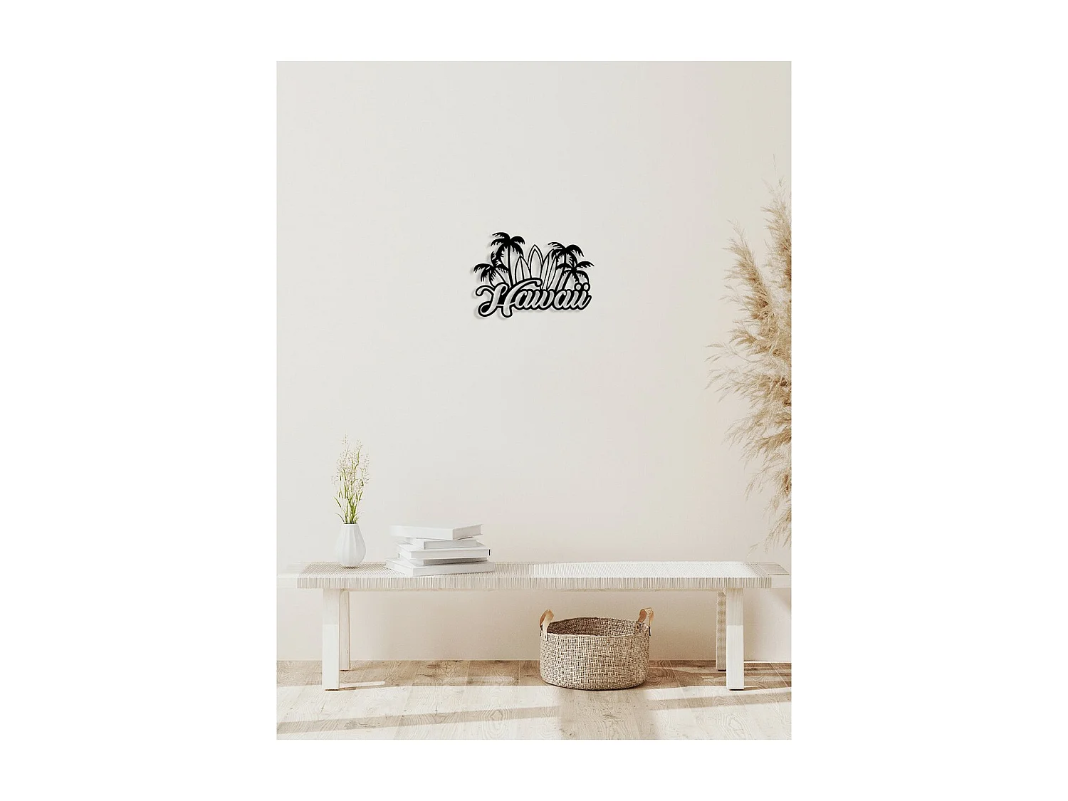 Décoration en Métal Hawaii, Noir, 50x0,15x35 cm cm, EPIKASA