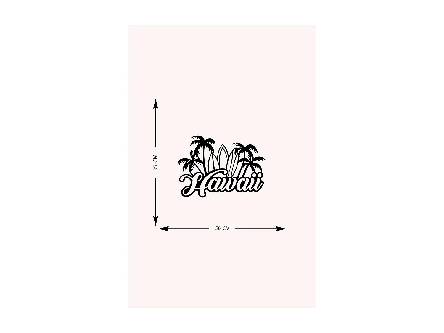 Décoration en Métal Hawaii, Noir, 50x0,15x35 cm cm, EPIKASA