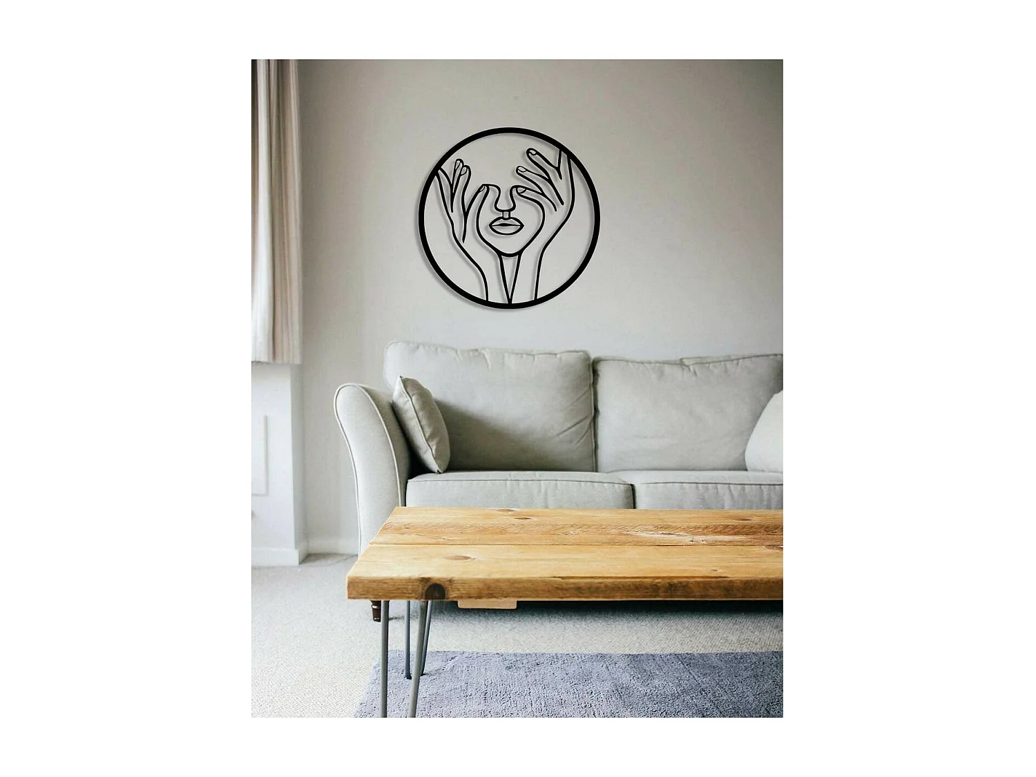 Decorazione in Metallo Viso 10, Nero, 50x0,15x50 cm, EPIKASA