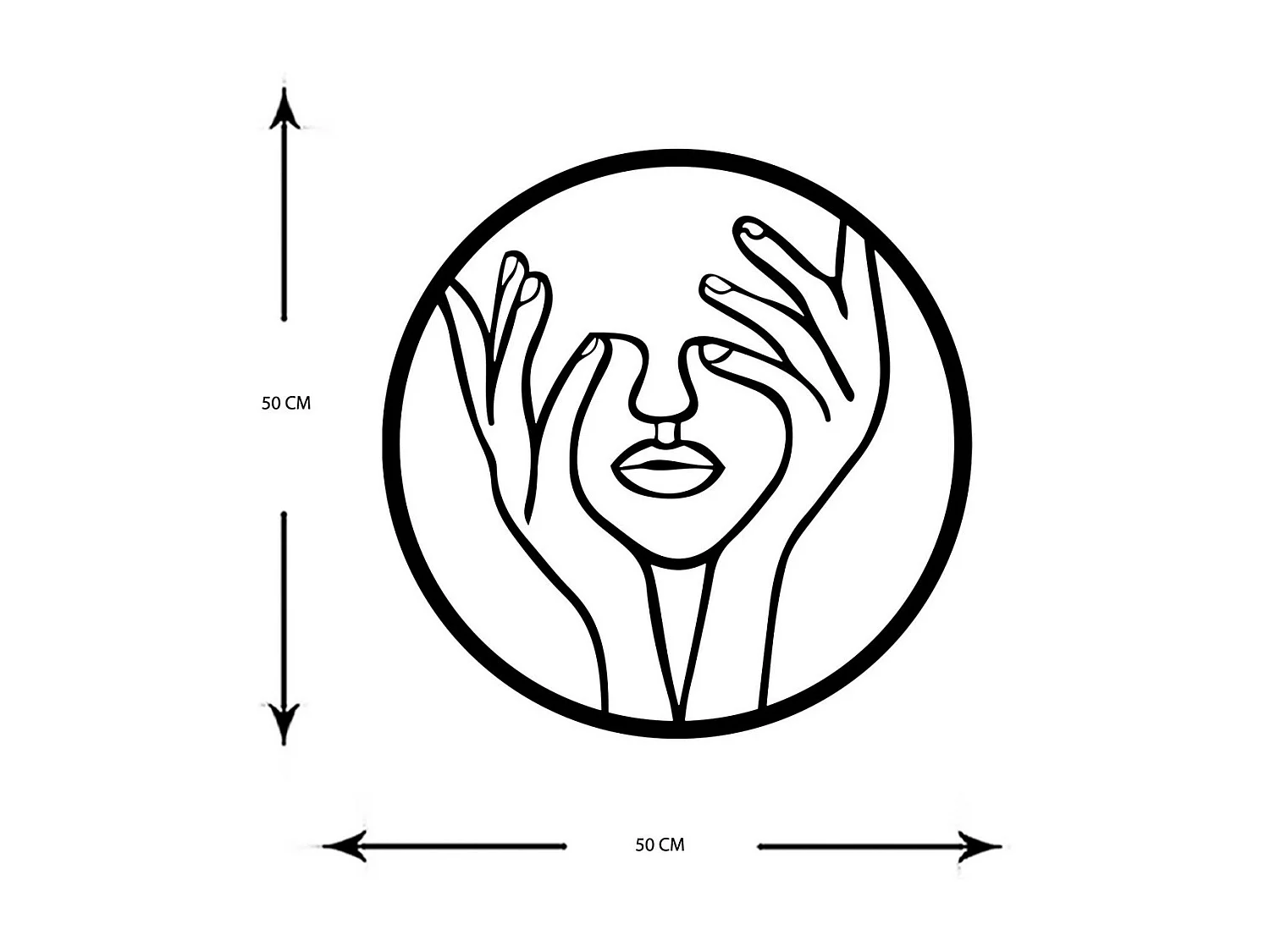 Decorazione in Metallo Viso 10, Nero, 50x0,15x50 cm, EPIKASA