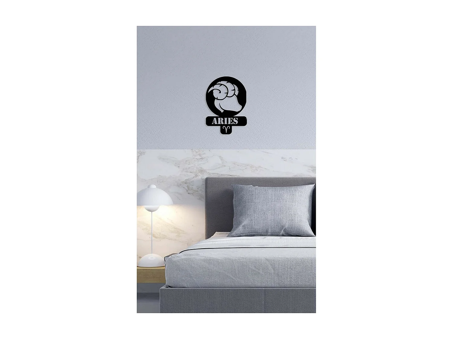 Décoration en Métal Horoscope Bélier 3, Noir, 36x0,15x50 cm, EPIKASA