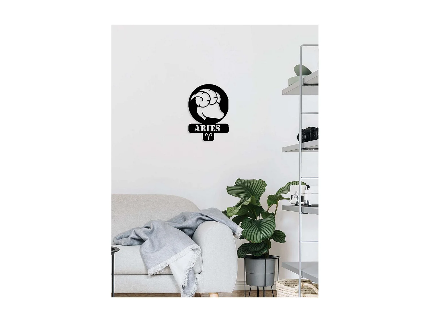 Décoration en Métal Horoscope Bélier 3, Noir, 36x0,15x50 cm, EPIKASA