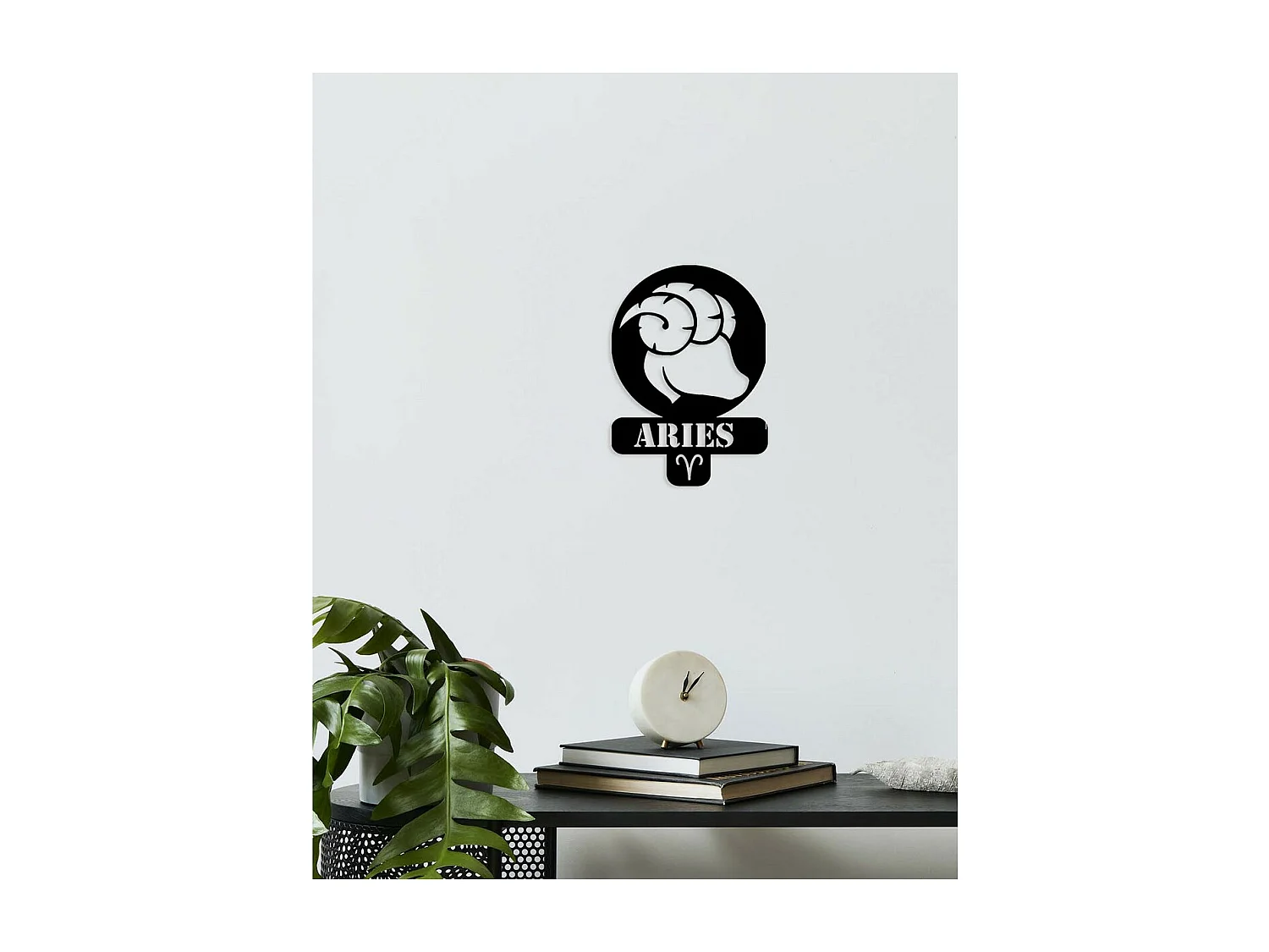 Décoration en Métal Horoscope Bélier 3, Noir, 36x0,15x50 cm, EPIKASA