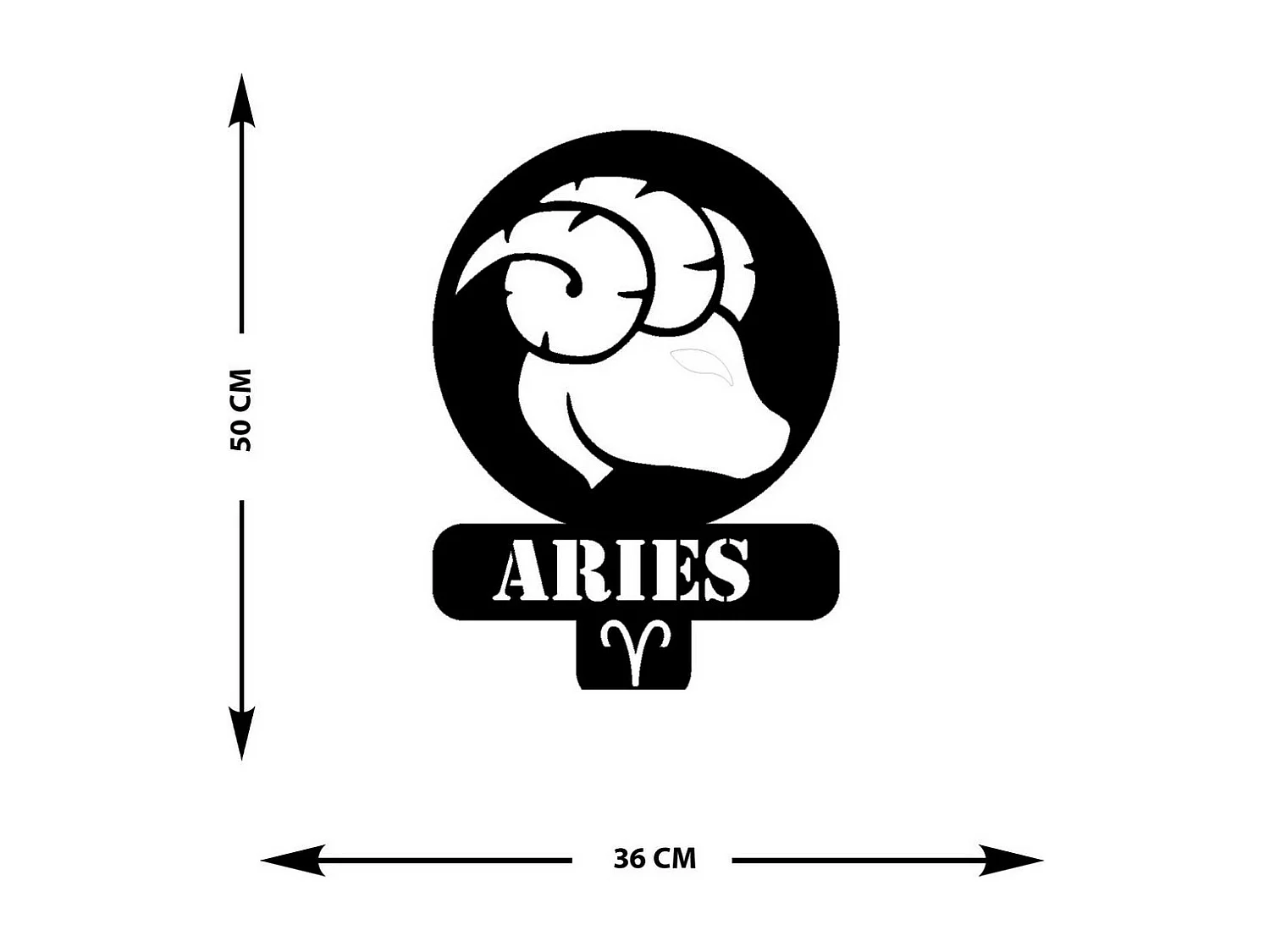 Décoration en Métal Horoscope Bélier 3, Noir, 36x0,15x50 cm, EPIKASA