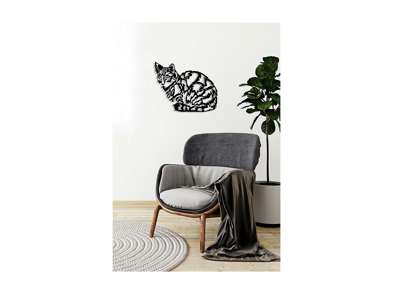 Dekoracja Metalowa Kot 46, Czarny, 50x0,15x40 cm, EPIKASA