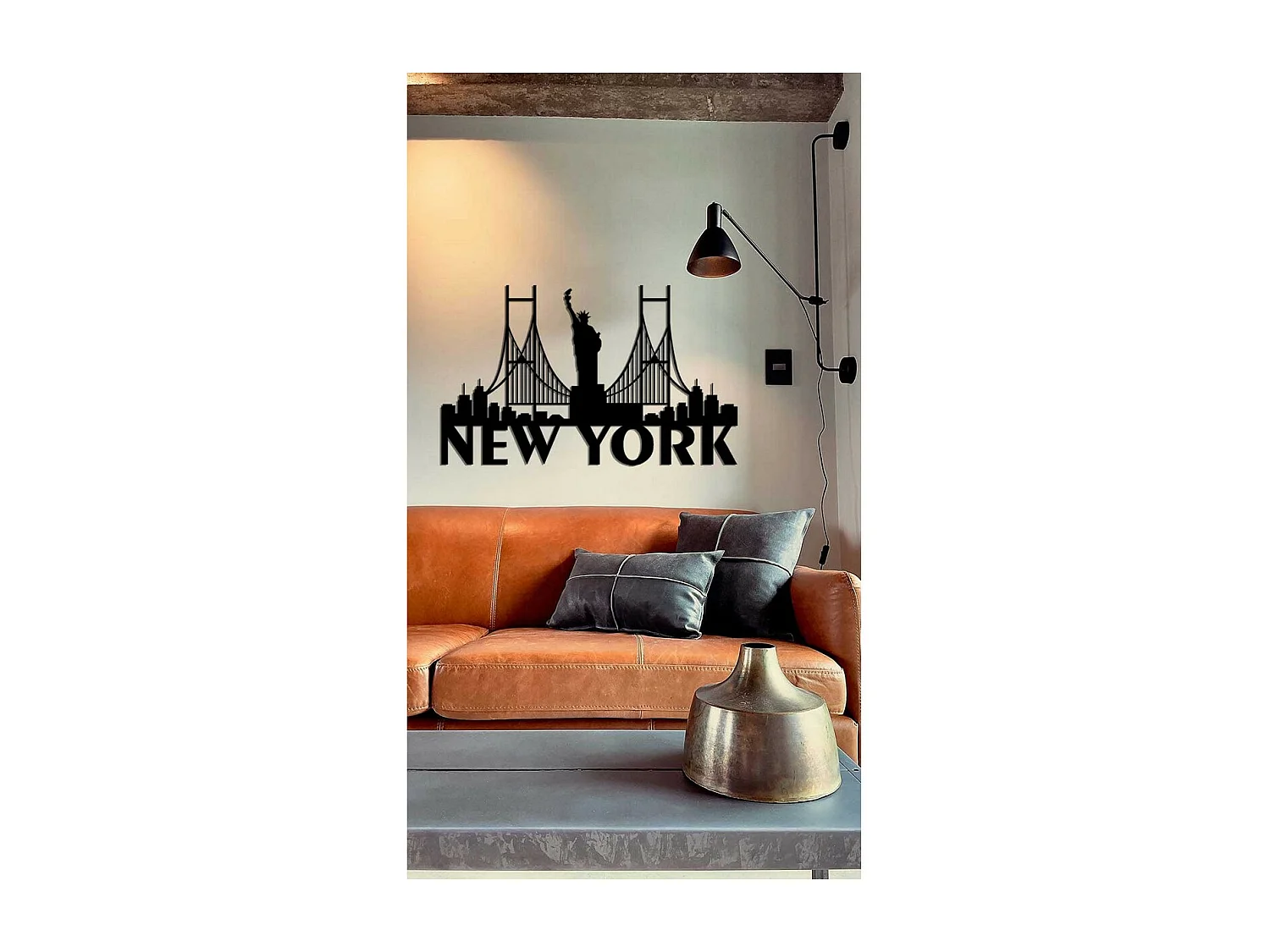 Décoration en Métal New York 3, Noir, 70x0,15x43 cm, EPIKASA