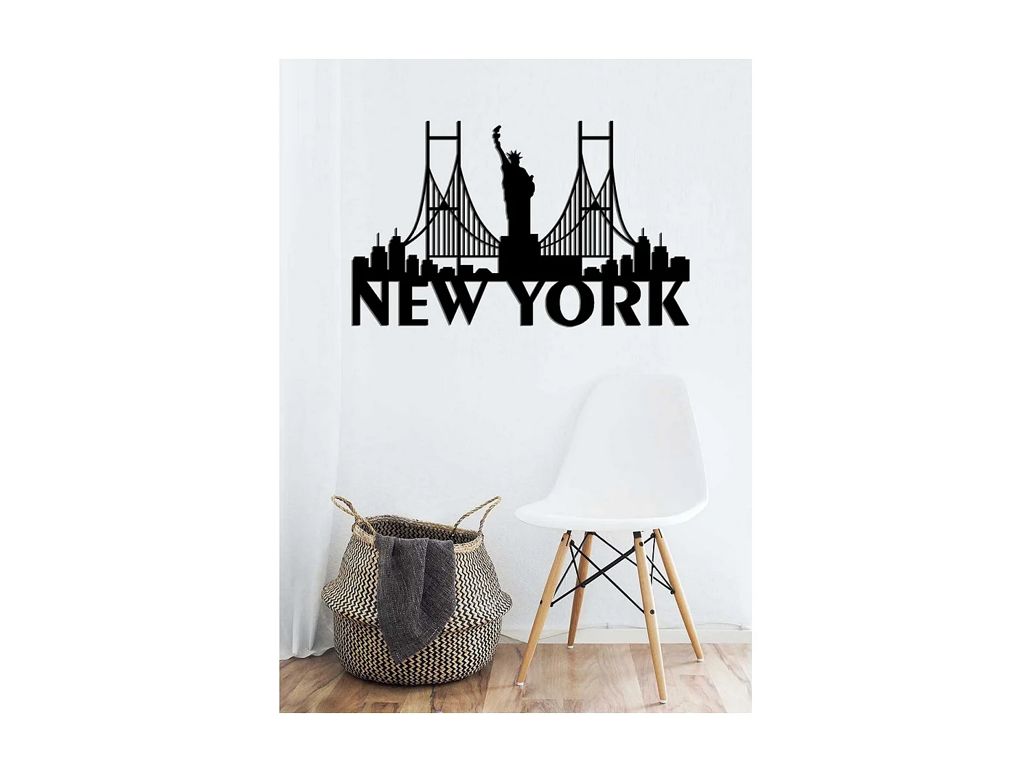 Décoration en Métal New York 3, Noir, 70x0,15x43 cm, EPIKASA